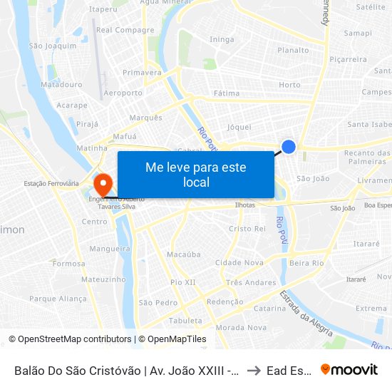 Balão Do São Cristóvão | Av. João XXIII - Sentido Centro to Ead Estácio map