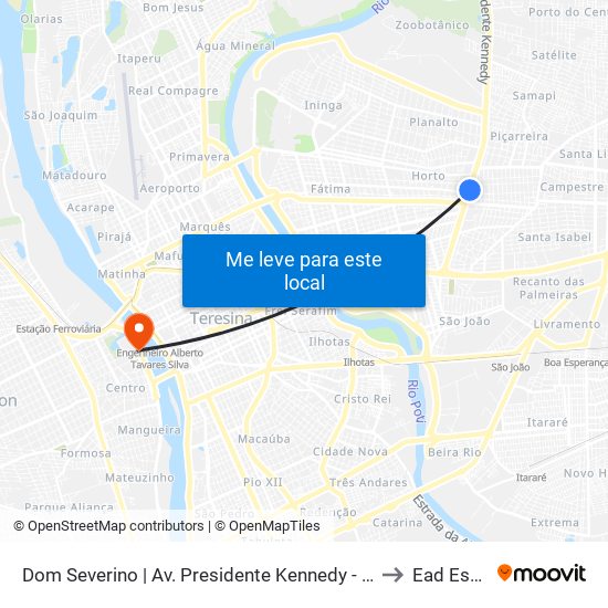 Dom Severino | Av. Presidente Kennedy - Sentido Bairro to Ead Estácio map