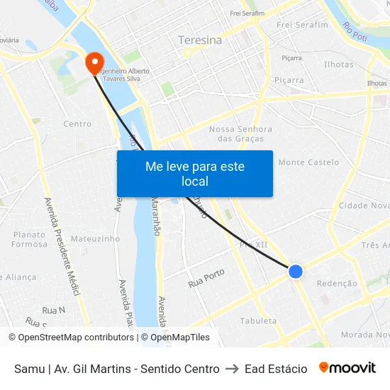 Samu | Av. Gil Martins - Sentido Centro to Ead Estácio map