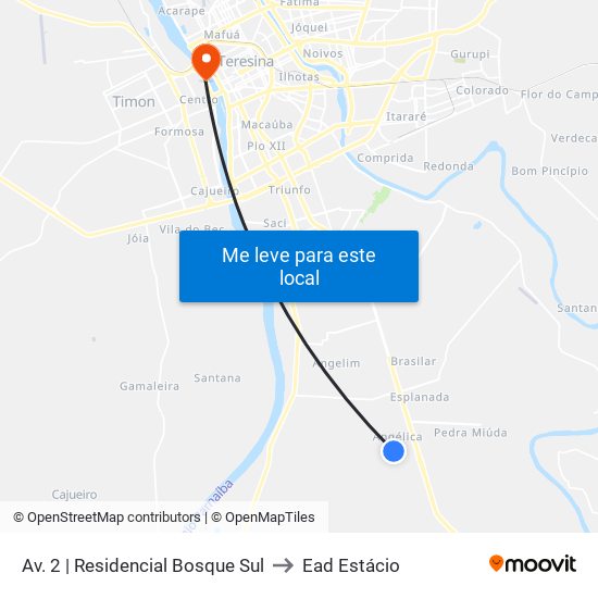 Av. 2 | Residencial Bosque Sul to Ead Estácio map