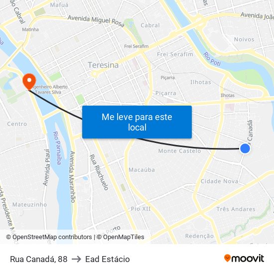 Rua Canadá, 88 to Ead Estácio map