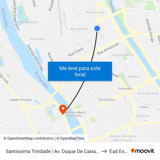 Santíssima Trindade | Av. Duque De Caxias - Sentido Bairro to Ead Estácio map