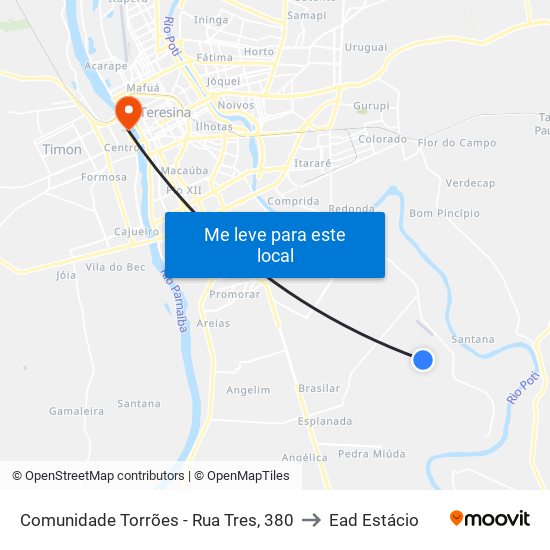 Comunidade Torrões - Rua Tres, 380 to Ead Estácio map