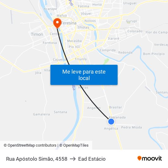 Rua Apóstolo Simão, 4558 to Ead Estácio map