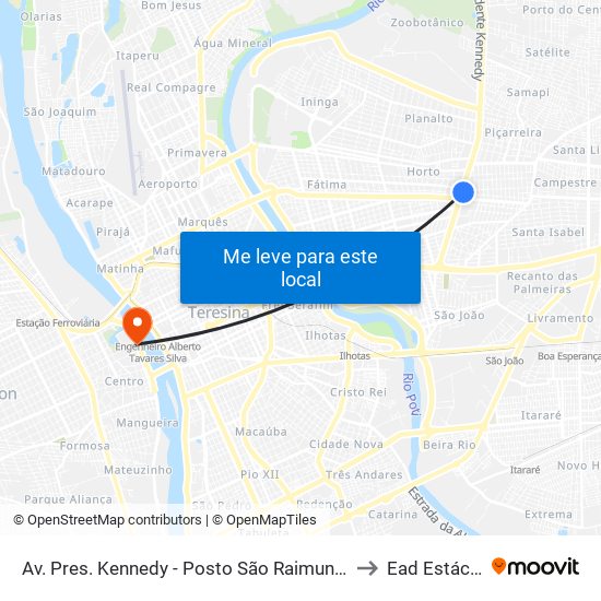 Av. Pres. Kennedy - Posto São Raimundo to Ead Estácio map
