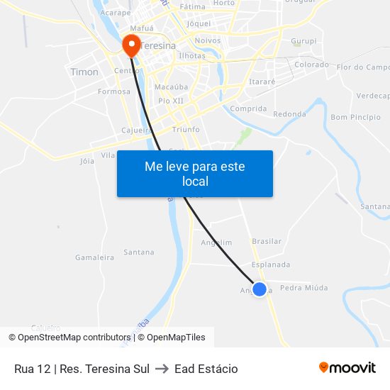 Rua 12 | Res. Teresina Sul to Ead Estácio map