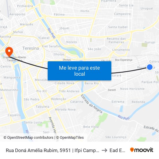 Rua Doná Amélia Rubim, 5951 | Ifpi Campus Dirceu Arcoverde to Ead Estácio map