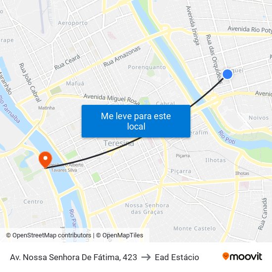 Av. Nossa Senhora De Fátima, 423 to Ead Estácio map