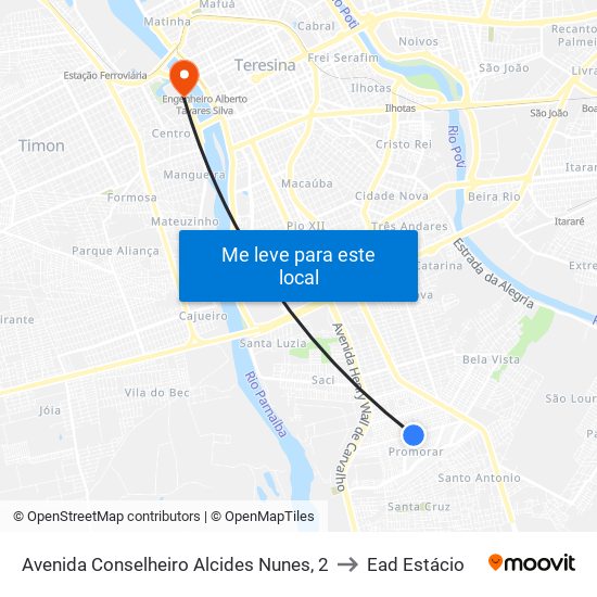 Avenida Conselheiro Alcides Nunes, 2 to Ead Estácio map