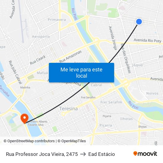 Rua Professor Joca Vieira, 2475 to Ead Estácio map