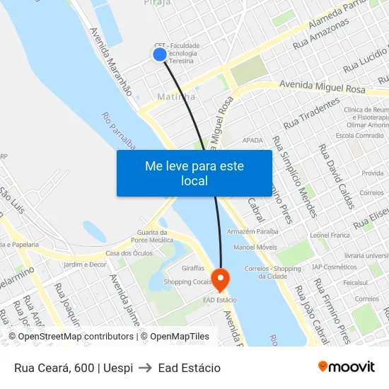 Rua Ceará, 600 | Uespi to Ead Estácio map