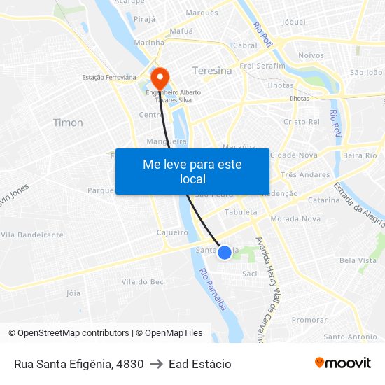 Rua Santa Efigênia, 4830 to Ead Estácio map