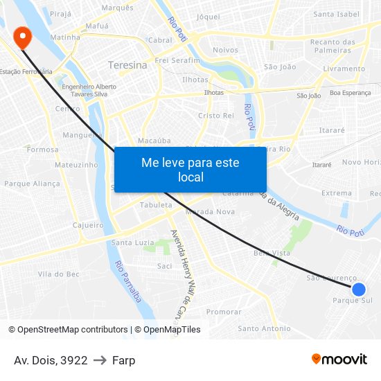 Av. Dois, 3922 to Farp map