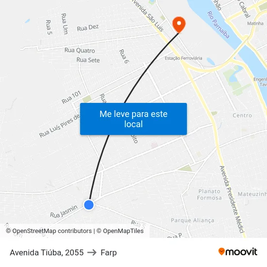 Avenida Tiúba, 2055 to Farp map