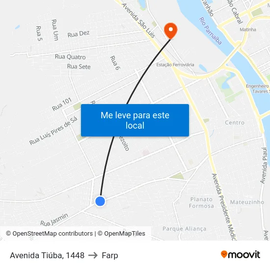 Avenida Tiúba, 1448 to Farp map