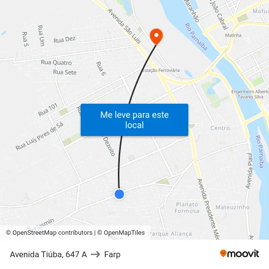 Avenida Tiúba, 647 A to Farp map