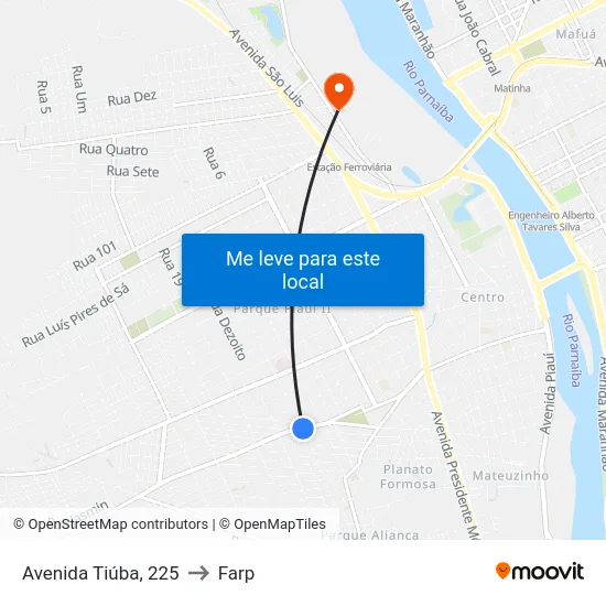 Avenida Tiúba, 225 to Farp map