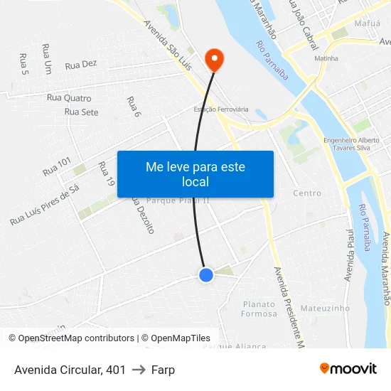 Avenida Circular, 401 to Farp map
