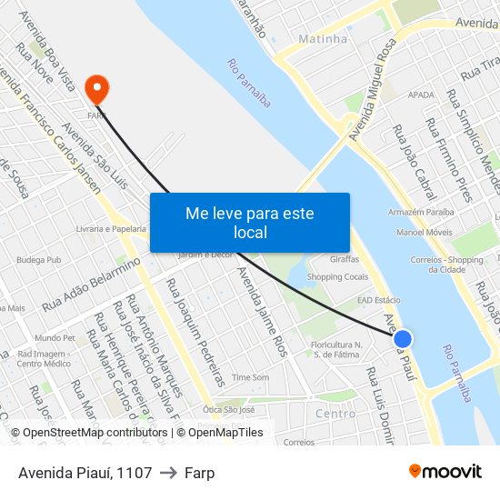 Avenida Piauí, 1107 to Farp map