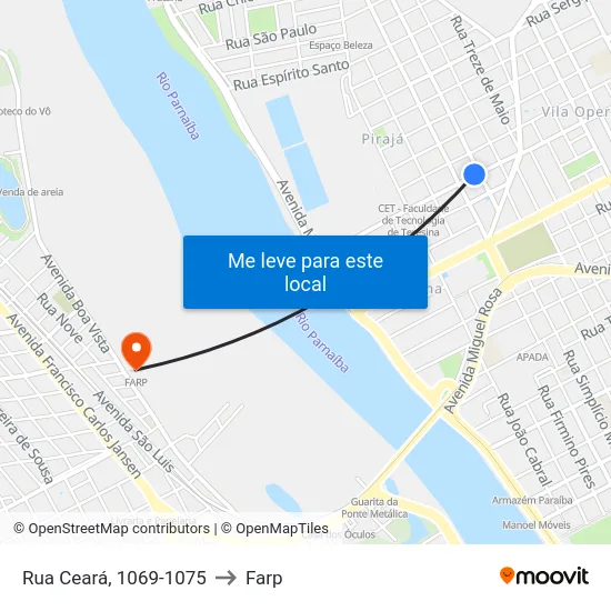Rua Ceará, 1069-1075 to Farp map