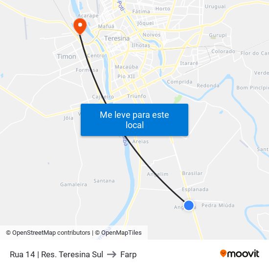 Rua 14 | Res. Teresina Sul to Farp map