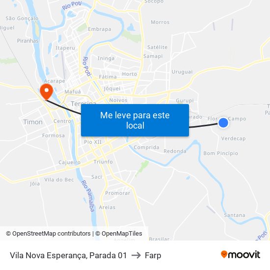 Vila Nova Esperança, Parada 01 to Farp map