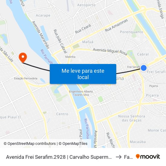 Avenida Frei Serafim.2928 | Carvalho Supermercado to Farp map