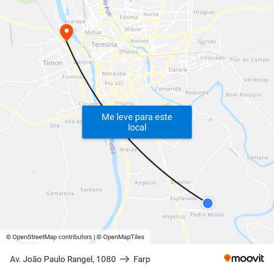 Av. João Paulo Rangel, 1080 to Farp map