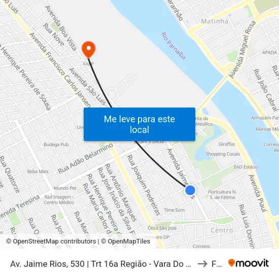 Av. Jaime Rios, 530 | Trt 16a Região - Vara Do Trabalho De Timon to Farp map