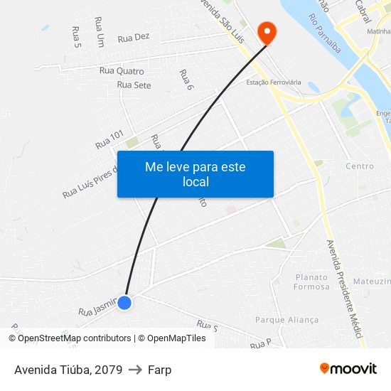 Avenida Tiúba, 2079 to Farp map