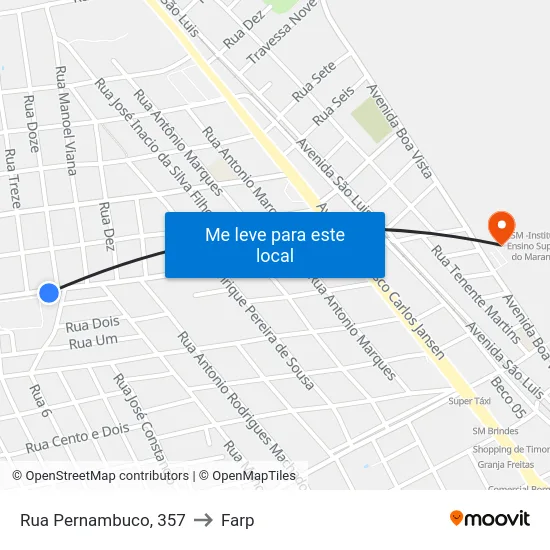 Rua Pernambuco, 357 to Farp map