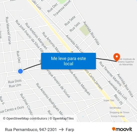 Rua Pernambuco, 947-2301 to Farp map