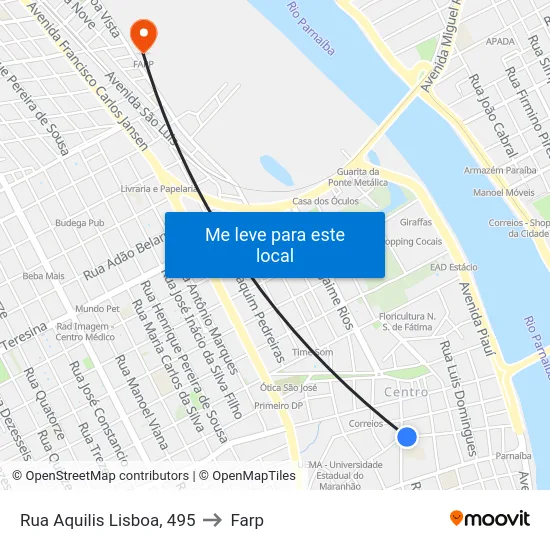Rua Aquilis Lisboa, 495 to Farp map