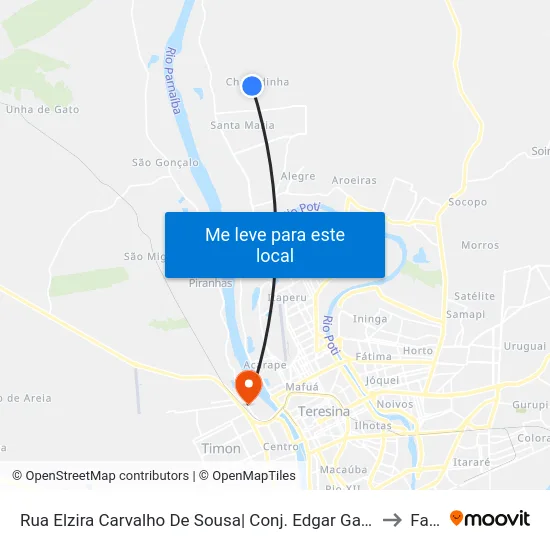Rua Elzira Carvalho De Sousa| Conj. Edgar Gayoso to Farp map