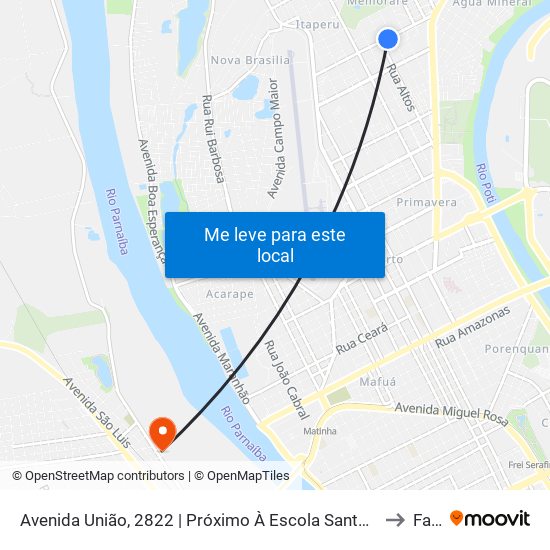 Avenida União, 2822 | Próximo À Escola Santa Angélica to Farp map