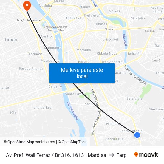 Av. Pref. Wall Ferraz / Br 316, 1613 | Mardisa to Farp map