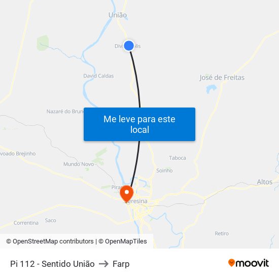 Pi 112 - Sentido União to Farp map