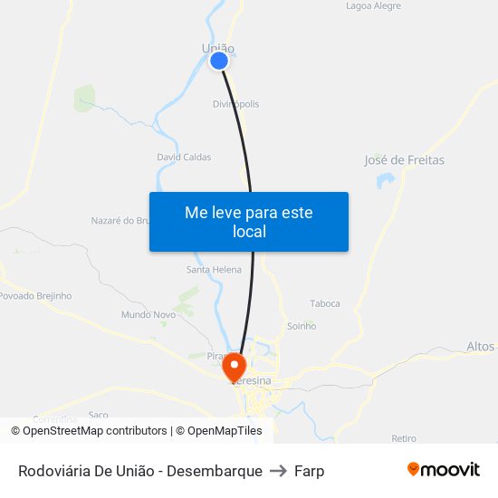 Rodoviária De União - Desembarque to Farp map