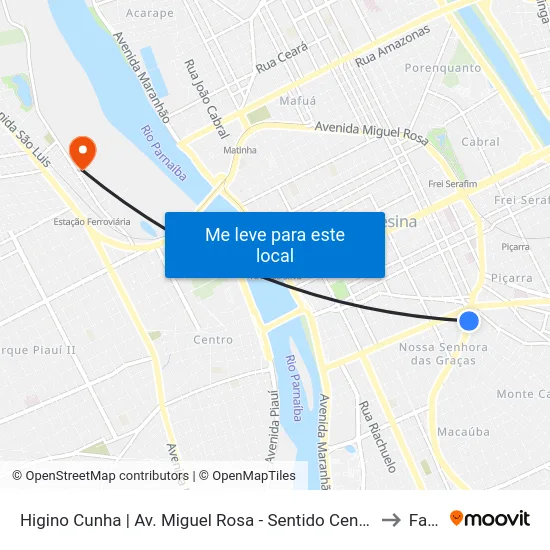 Higino Cunha | Av. Miguel Rosa - Sentido Centro to Farp map