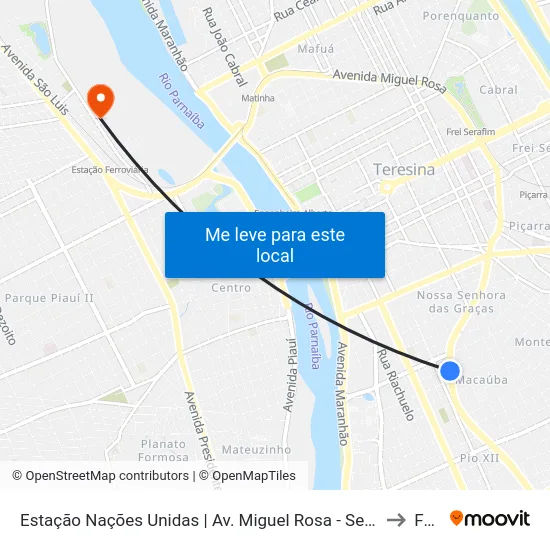 Estação Nações Unidas  | Av. Miguel Rosa - Sentido Centro to Farp map