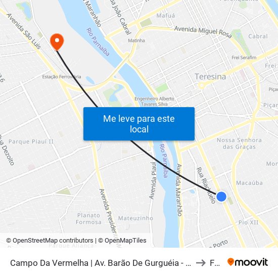 Campo Da Vermelha | Av. Barão De Gurguéia - Sentido Bairro to Farp map