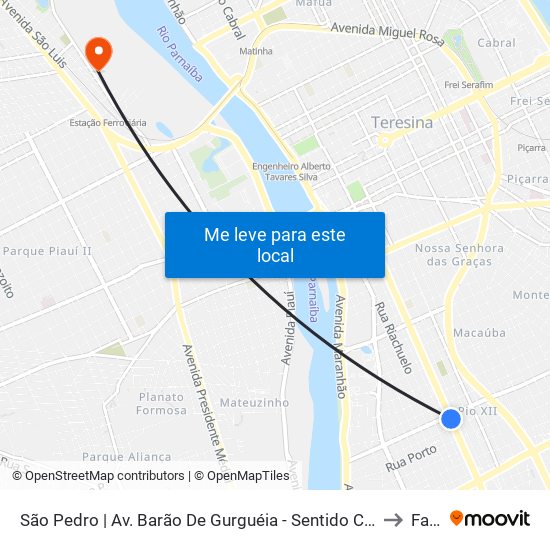 São Pedro | Av. Barão De Gurguéia - Sentido Centro to Farp map