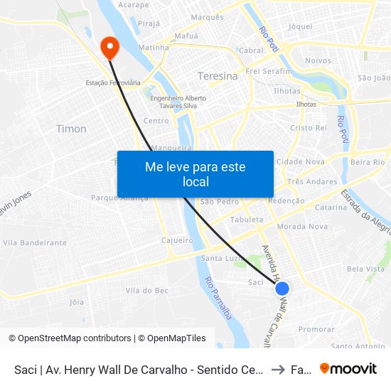 Saci | Av. Henry Wall De Carvalho - Sentido Centro to Farp map