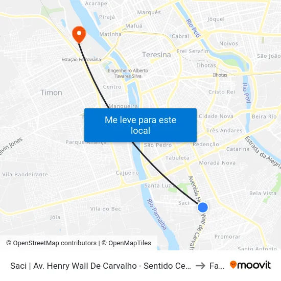 Saci | Av. Henry Wall De Carvalho - Sentido Centro to Farp map
