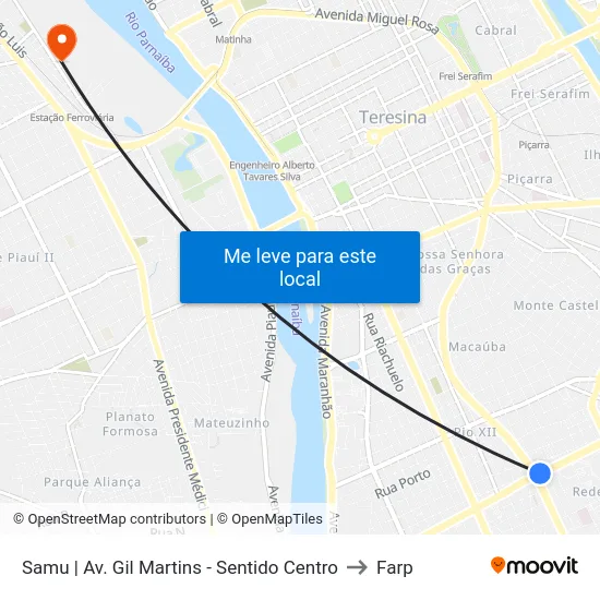 Samu | Av. Gil Martins - Sentido Centro to Farp map