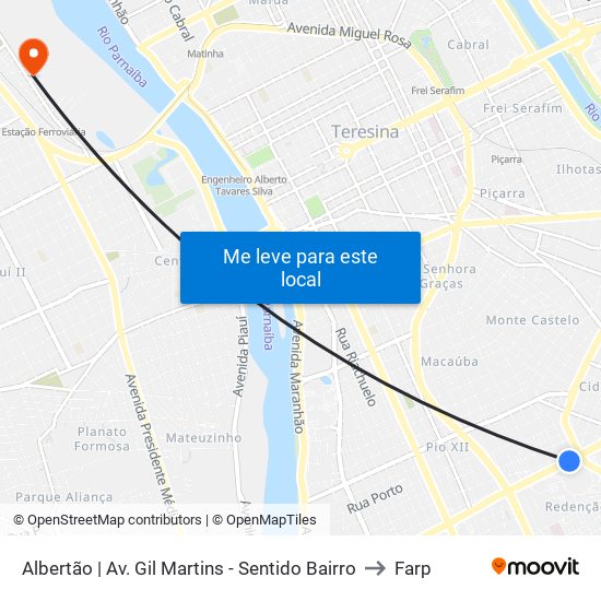 Albertão | Av. Gil Martins - Sentido Bairro to Farp map