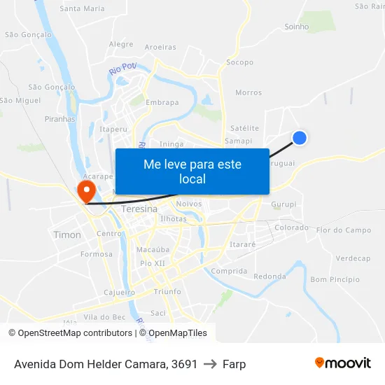 Avenida Dom Helder Camara, 3691 to Farp map