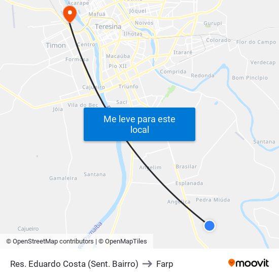 Res. Eduardo Costa (Sent. Bairro) to Farp map