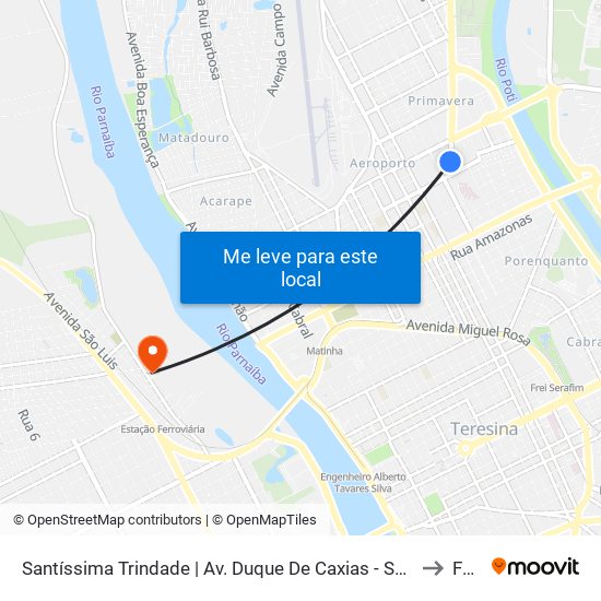 Santíssima Trindade | Av. Duque De Caxias - Sentido Bairro to Farp map