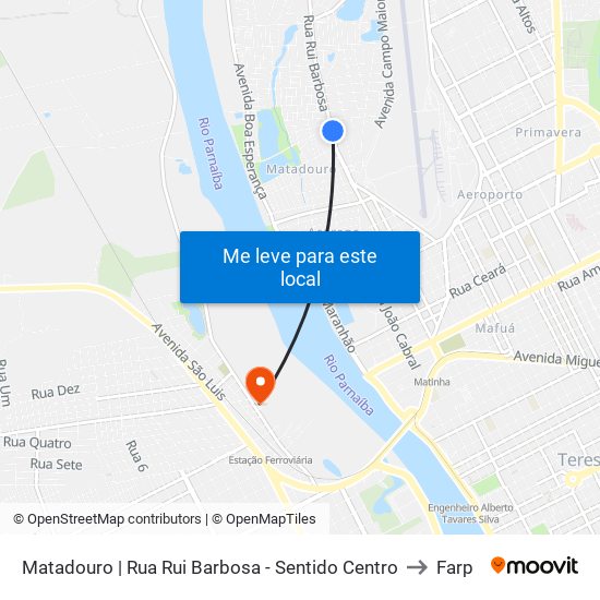 Matadouro | Rua Rui Barbosa - Sentido Centro to Farp map